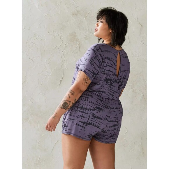 NWT Torrid Super Soft Elastic Waist Purple Lounge Romper 4X / 26 Plus - Picture 4 of 4